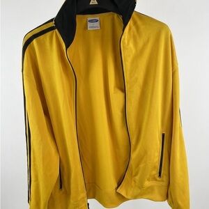 Old Navy Men's Vibrant Yellow Windbreaker with Black Trim